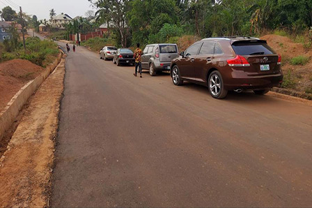 The Governor of Enugu State commissioning the 1.6km Enugu Amakpu road, constructed by the ceo of andy young group.